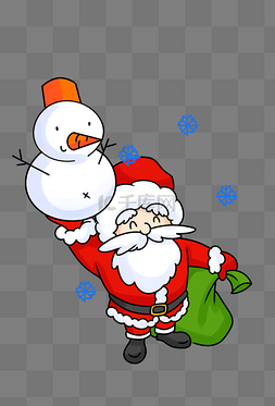 雪人和雪花图片_圣诞老人和雪花插画