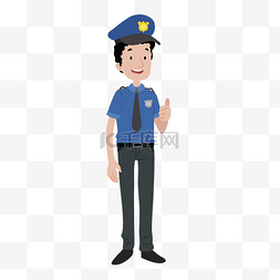 蓝色制服警察图片_卡通警察矢量素材