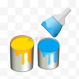 蓝色的工具图片_蓝色的油漆桶手绘插画
