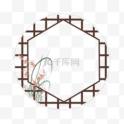 中国风格子窗户插画