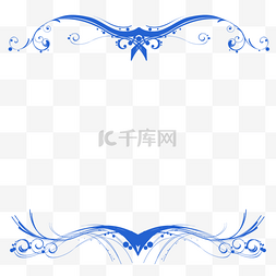 婚礼元素极简图片_蓝色扁平通用波浪装饰边框