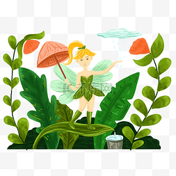 雨水卡通图图片_手绘雨水小女孩雨伞可爱插画