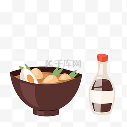手绘日本料理图片_通手绘日本美食面条汤