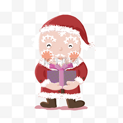 圣诞老人白胡子图片_圣诞节主题带着圣诞帽送礼物的卡