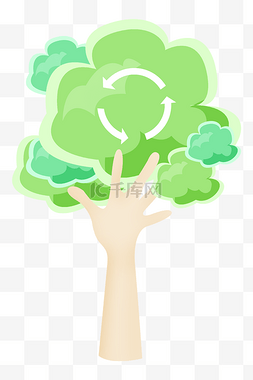 箭头绿色图片_保护树木装饰