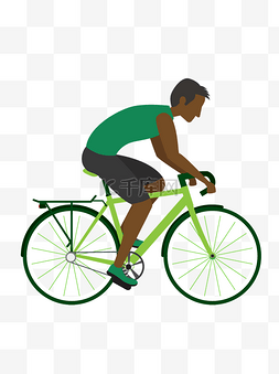 手绘骑单车的皮肤黝黑的男性青年