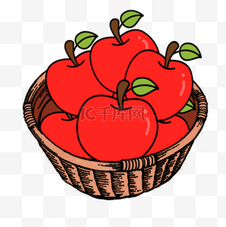一筐苹果插画个人vip和企业vip免费下载免抠元素卡通手绘水果苹果个人
