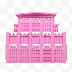 活动背景粉色图片_卡通城堡城市建筑粉色c4d
