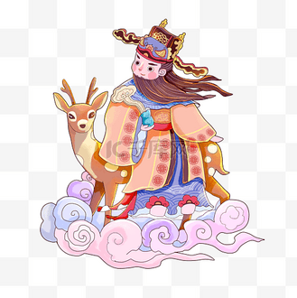 福禄寿喜天官梅花鹿中国传统神仙赐福png春节