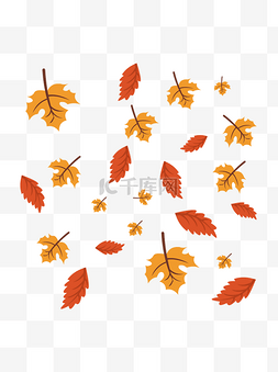 枫叶漂浮叶子图片_漂浮素材手绘秋天红色枫叶漂浮