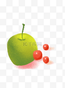手绘一个绿色的梨水果元素设计