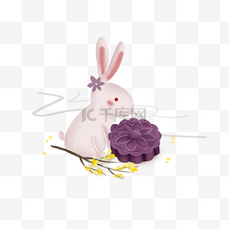 桂花和兔子图片_中秋节玉兔桂花和月饼