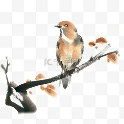 枝头的小鸟图片图片_枝头上的小鸟水墨画PNG免抠素材
