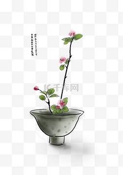 植物盆景手绘图片_中国水墨手绘花卉