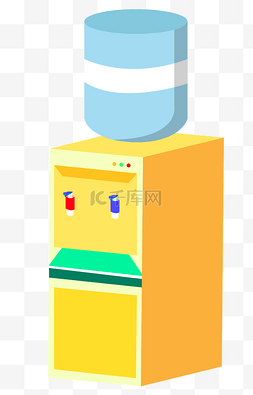 饮水机接水图片_2.5D黄色饮水机插画