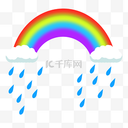 手绘雨水彩虹插画