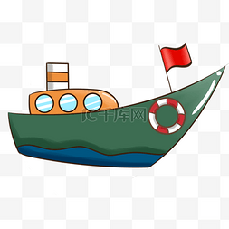 小红色旗子png图片_绿色轮船水上交通