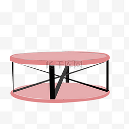 粉色圆形卡通手绘桌子