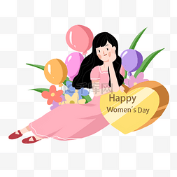 妇女节气球图片_妇女节快乐的插画