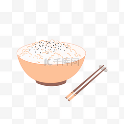 白色手绘线条食物图片_线条手绘白色大米饭