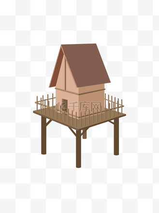 5d吊脚楼建筑古代房子历史可商用元素