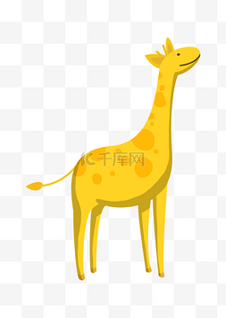 手绘长颈鹿插画图片_手绘黄色的长颈鹿插画