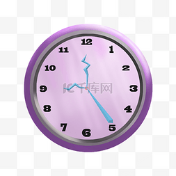 时钟分针秒针图片_紫色时钟装饰插画