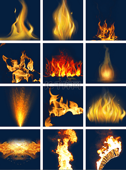 双子火焰图图片_火焰篝火喷射状火焰