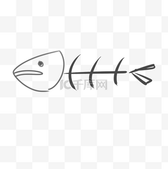 鱼刺图片素材_手绘线条插画鱼刺