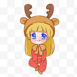 圣诞节平安夜麋鹿装扮女孩可爱