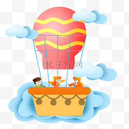 卡通氢气球图片_热气球小清新热气球插画