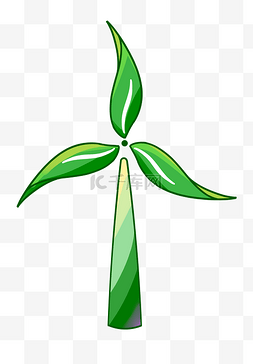 绿色的风车图片_绿色的风车手绘插画