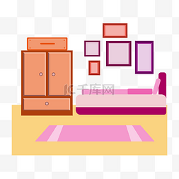 粉色相框免抠素材图片_矢量手绘卡通卧室