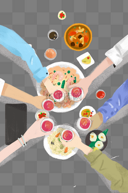 2019主题图片_年夜饭主题卡通插画