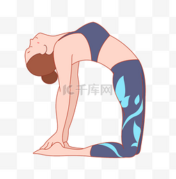 手绘卡通可爱插画图片_手绘运动健身瑜伽美少女