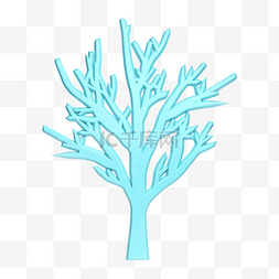 平面配图图片_C4D青色立体树木