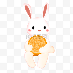 中秋抱着月饼的兔子图片_抱着月饼的兔子 