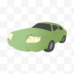 绿色轿车卡通插画