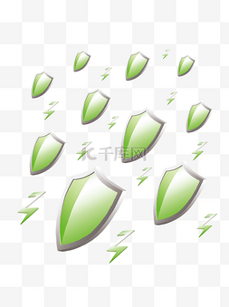 绿色盾牌图片_漂浮的绿色闪电盾牌