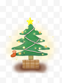 星光圣诞树图片_手绘温馨可爱圣诞节圣诞树手账商