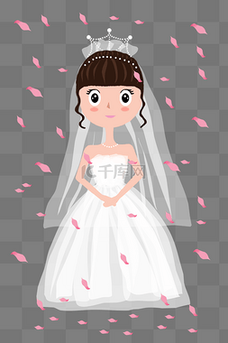 珍珠粉美白图片_穿白色婚纱戴头纱的新娘PNG免抠图
