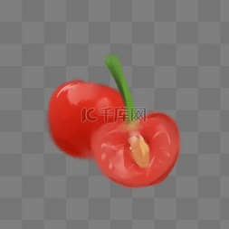 半个水果卡通图片_切开的半个手绘水果樱桃