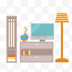 家具用品矢量图片_室内家居电视柜子落地灯