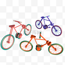 脚踏两省图片_C4D立体彩色脚踏自行车