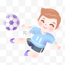 小男孩足球图片_踢足球跳跃的小男孩插画