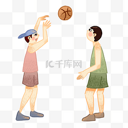 鸭舌帽素材图片_手绘矢量卡通教育体育课打篮球