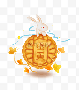 中秋月饼插图图片_中秋节玉兔和月饼
