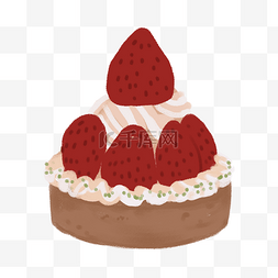 奶油草莓塔插画手绘