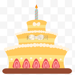 黄色生日蛋糕卡通插画