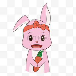 粉色手绘可爱小兔子